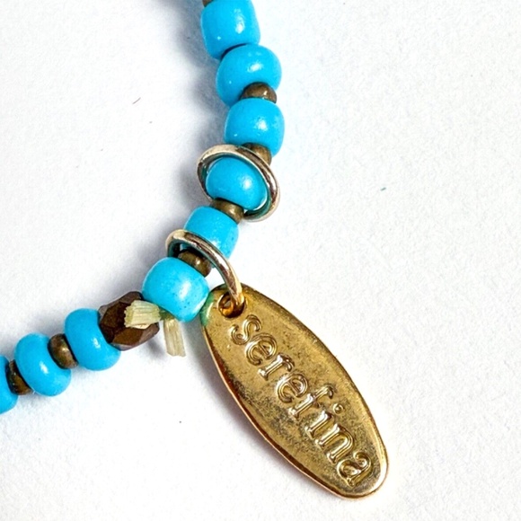 Anthropologie Beaded Bracelet β Light Blue & Yellow Tassels & Rhinestones β¨ππ - Picture 4 of 5